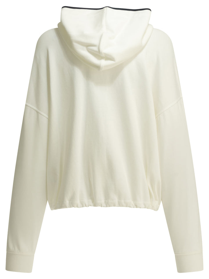 Brunello Cucinelli Zip-Up Sweatshirt With Logo Sweatshirts - Bianco | 165e4e01b81c6e808f2fdebef310b222863ea657