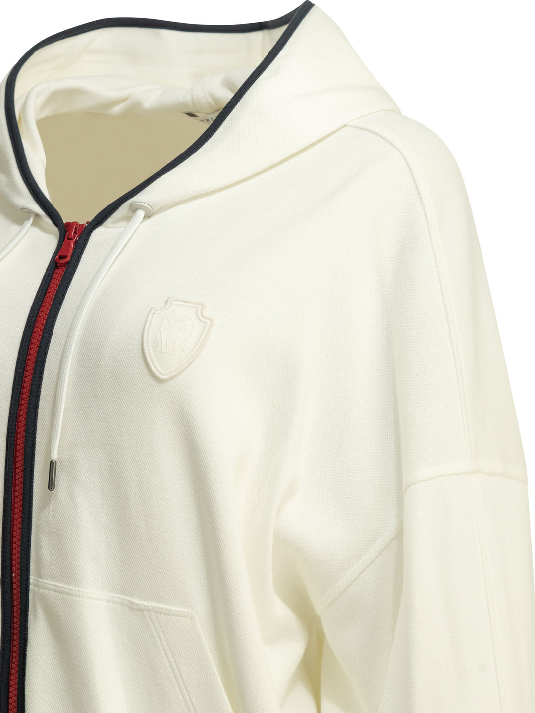 Brunello Cucinelli Zip-Up Sweatshirt With Logo Sweatshirts - Bianco | fba3297f35ff399e77aa9e5a7b7834535143cdbb