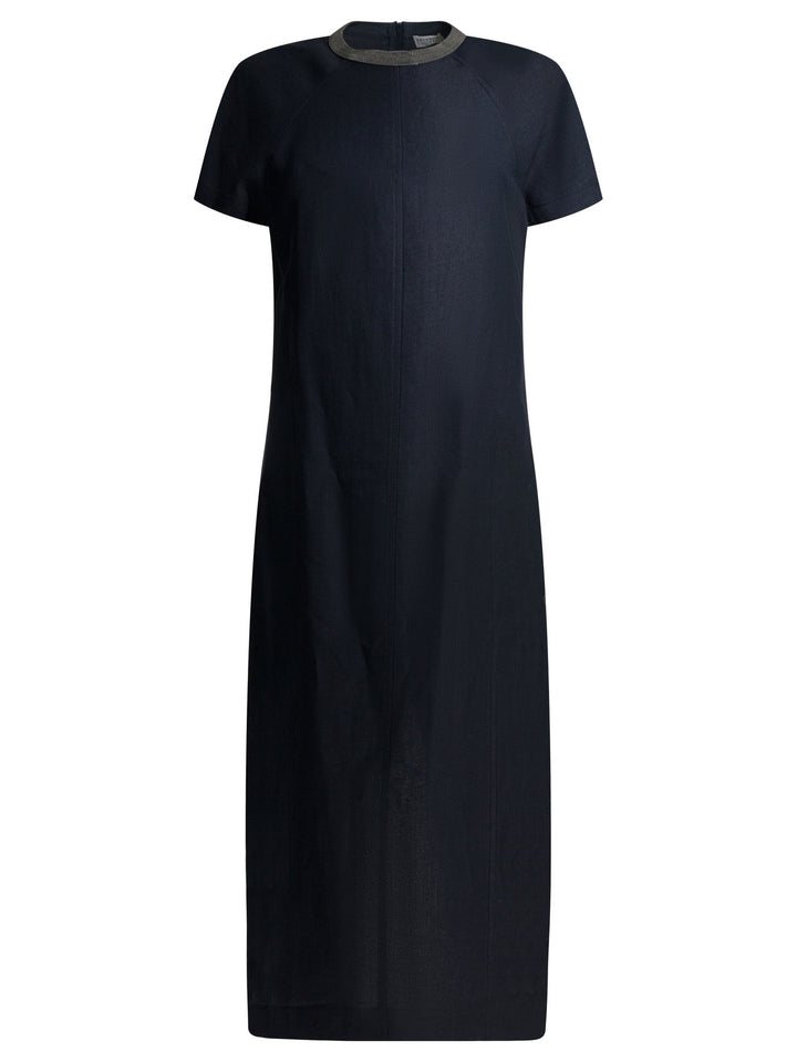 Brunello Cucinelli Precious Collar Abiti - Blu | b0a7280e693f1f200fdfdb2fa149668dd094af3f
