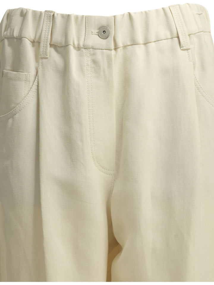 Brunello Cucinelli Fluid Trousers - Bianco | 47627f55fedda223b264d44e279e9f636e082197