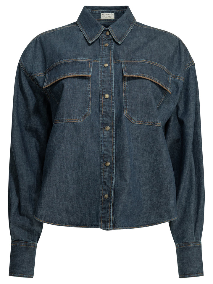 Brunello Cucinelli Casual Denim Shirt Shirts - Blu | 0ffa522fad6f05ee44139ee4e447543db3efaf56