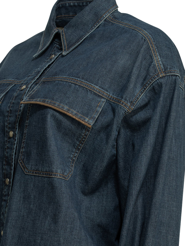 Brunello Cucinelli Casual Denim Shirt Shirts - Blu | 3ba45fc2caec222edf22ec50c126fa0b9745c274