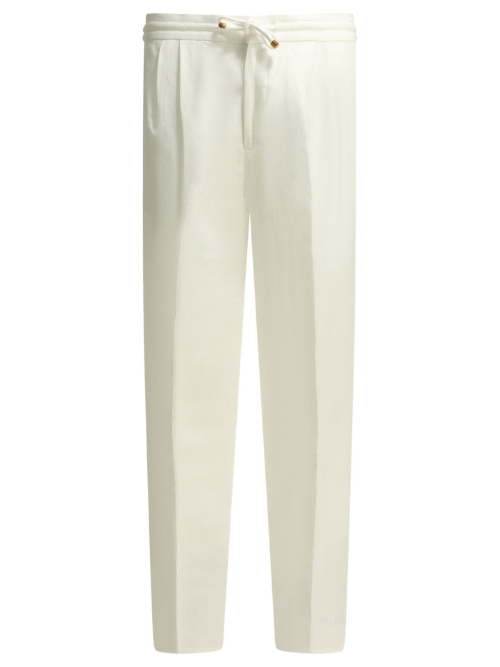 Brunello Cucinelli Casual Linen And Cotton Pants Trousers - Bianco | ee2f634c873d628968c83edee1da598c25d822b8