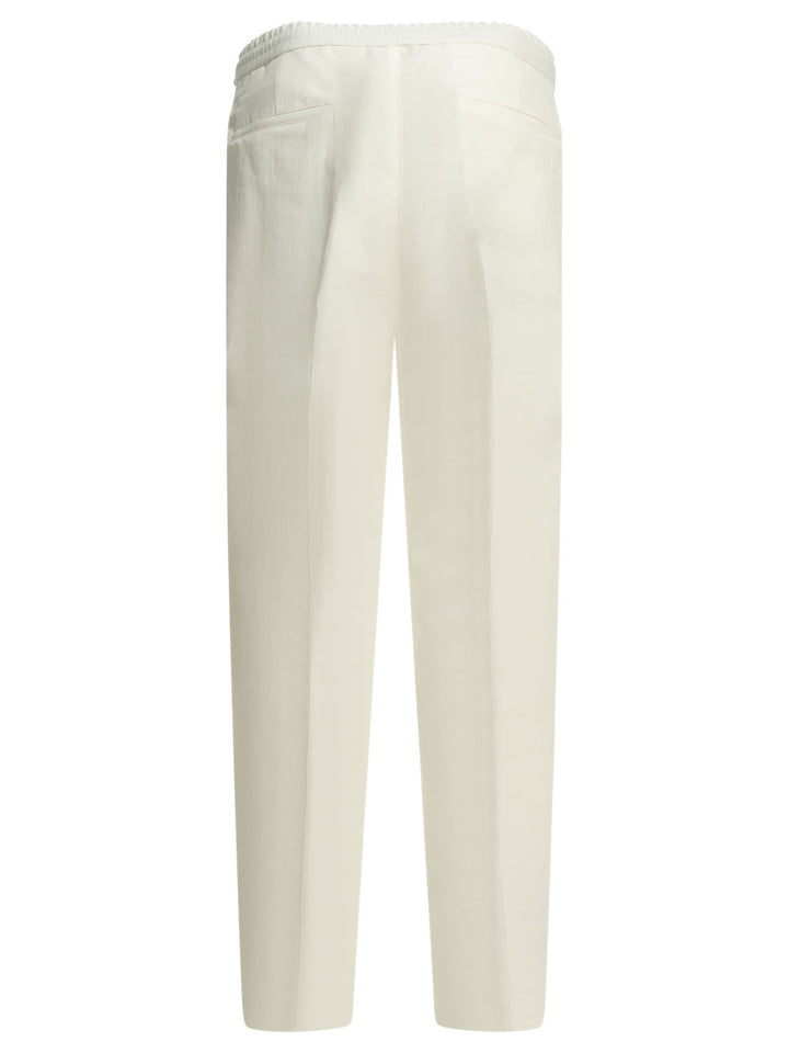 Brunello Cucinelli Casual Linen And Cotton Pants Trousers - Bianco | 73074b11af7d7fb65496f49701575edcf18920f0