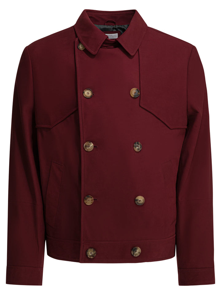 Brunello Cucinelli Double-Breasted Leather Jacket Jackets and Coats - Bordeaux | dcf790bb8eb1e44dcfc874138d377fb2e3e300a1
