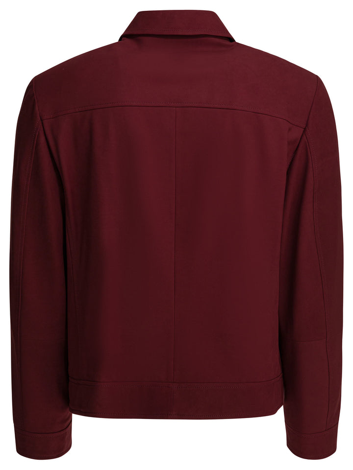 Brunello Cucinelli Double-Breasted Leather Jacket Jackets and Coats - Bordeaux | fa4cd6f06346c6b34fde78cbdc61826f48ef36f9