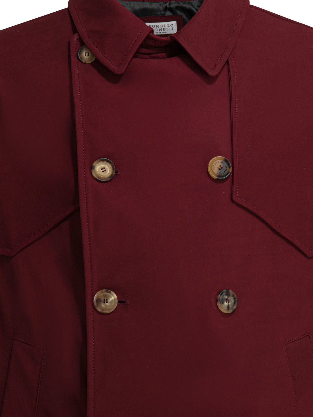 Brunello Cucinelli Double-Breasted Leather Jacket Jackets and Coats - Bordeaux | 769ba2aad5d4c3ee2500010383147db01956fa6d