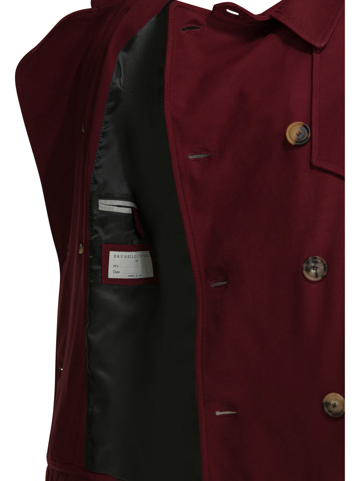 Brunello Cucinelli Double-Breasted Leather Jacket Jackets and Coats - Bordeaux | 0886fe2a66b0f0ec65116ed38f7951cc70bc7302