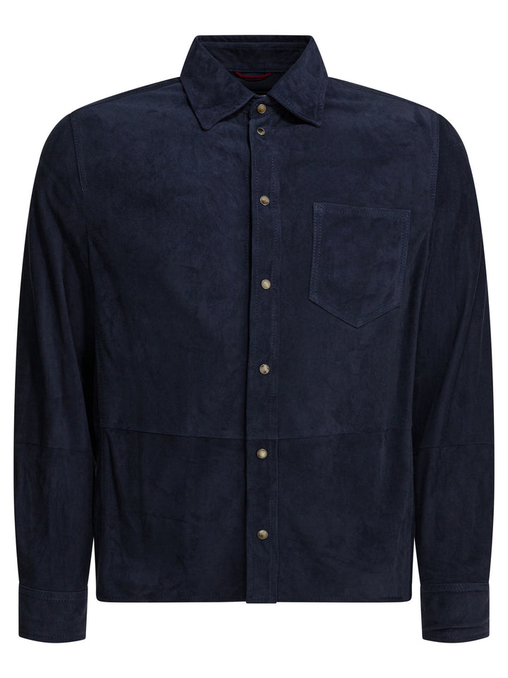 Brunello Cucinelli Suede Overshirt Jacket Jackets and Coats - Blu | 58b506013aaf7d66e70809867dc4a283d8494b59