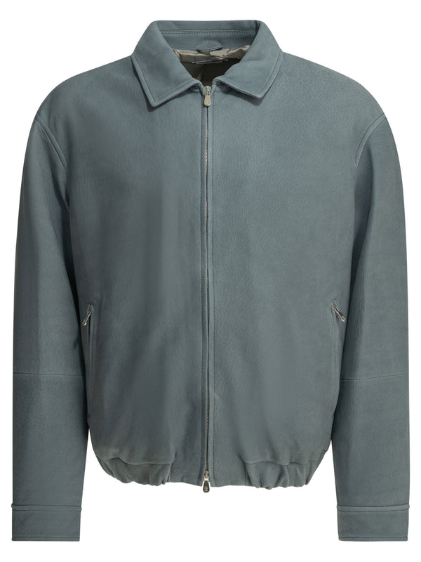 Nubuck Leather Jacket Jackets And Coats Light Blue