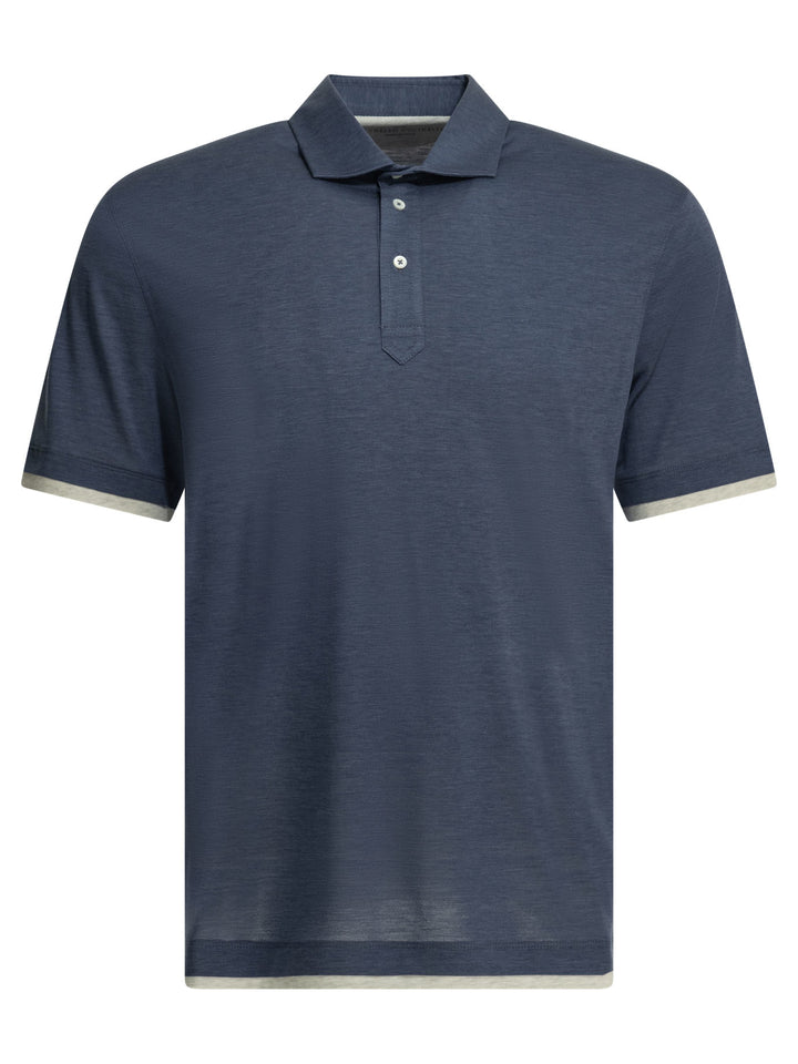 Brunello Cucinelli Faux Layering Polo shirts - Blu | 81f4e557488d030ffa97a77ee124dae9894cbfdc
