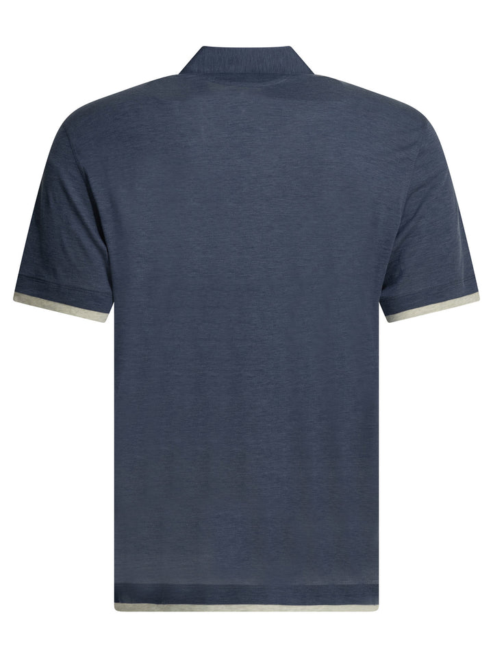 Brunello Cucinelli Faux Layering Polo shirts - Blu | 850e29838b05baa58406e9da0b4ee32fe30919d8