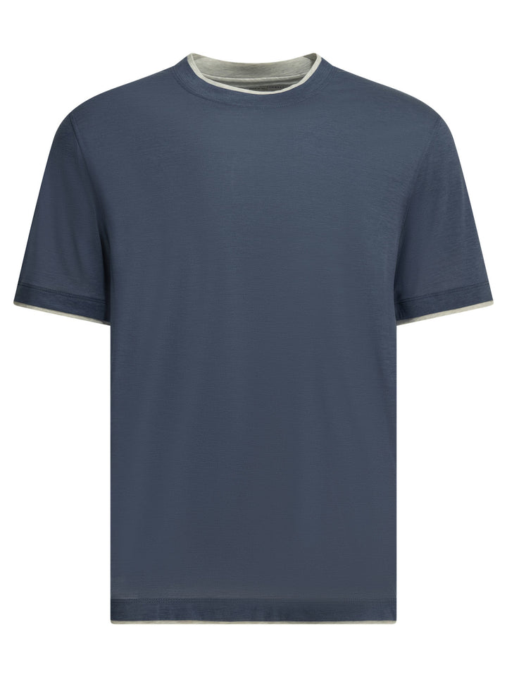 Brunello Cucinelli Faux Layering T-shirts - Blu | 6ebe9f5a3c95bbe9095c177ece6d255f64787b3e