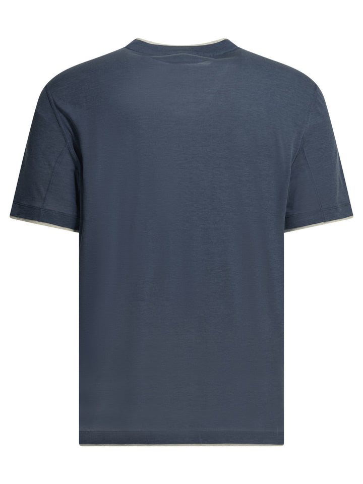 Brunello Cucinelli Faux Layering T-shirts - Blu | 9498bbffcd543cc06940e3a4f2aff05fa8879221