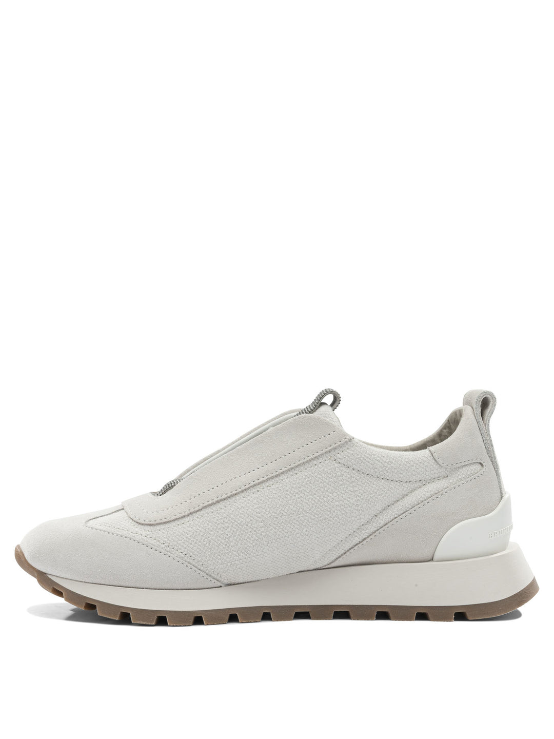 Brunello Cucinelli Canvas And Suede Sneaker With Precious Detail Sneakers & Slip-On - Bianco | 753f217729352f8587c36182ddab62347a712813