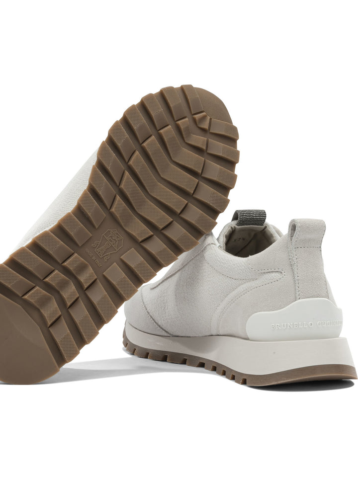 Brunello Cucinelli Canvas And Suede Sneaker With Precious Detail Sneakers & Slip-On - Bianco | bf15d94a21afd87760fdb2ed78f62e0fba2674fc