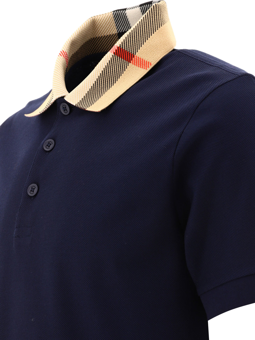 Burberry Cotton Polo Shirt With Check Collar Polo shirts - Blu | 03e39577c75d62084838b8b189eb5d20c713e9b1