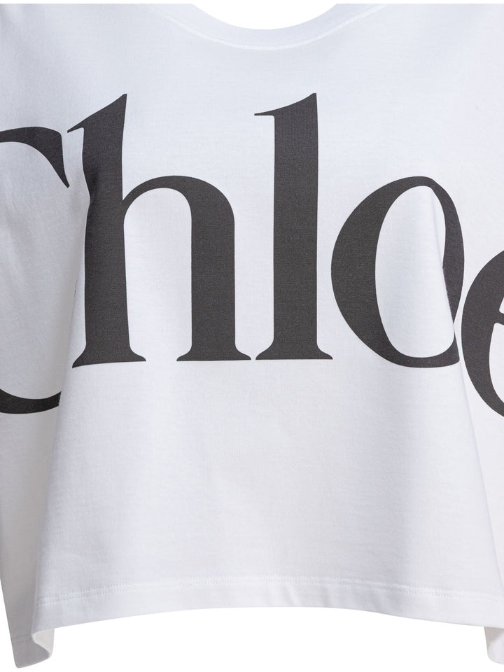 Chloé Boxy T-Shirt In Cotton Jersey T-shirts - Bianco | a5ed74f4137d9d98d766c70ff34020103fabae92