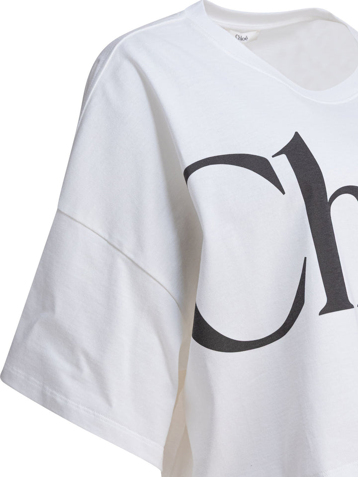 Chloé Boxy T-Shirt In Cotton Jersey T-shirts - Bianco | 7795f9dd0639c671aa5ae00c6727485a30b80360