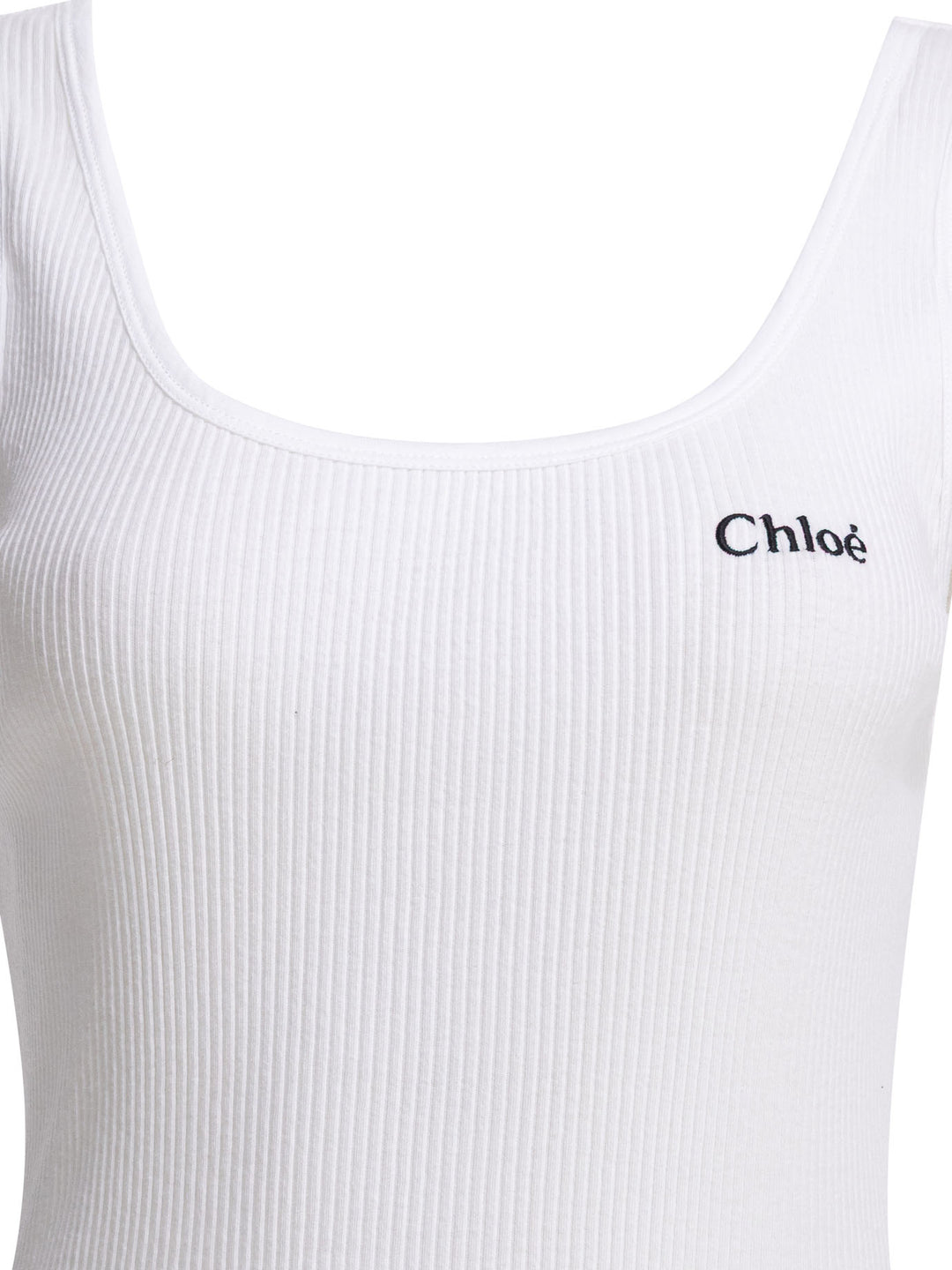Chloé Logo Tank Top Top - Bianco | 51b5f801f32e2d55f873c4366b4a017a4aa08ddd
