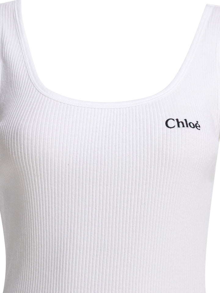 Chloé Logo Tank Top Top - Bianco | 51b5f801f32e2d55f873c4366b4a017a4aa08ddd