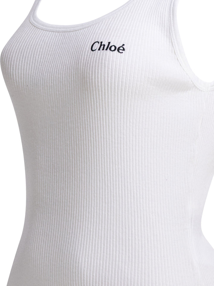Chloé Logo Tank Top Top - Bianco | 0745ca3d76f49d981210b22525db0fb7e932fcd9