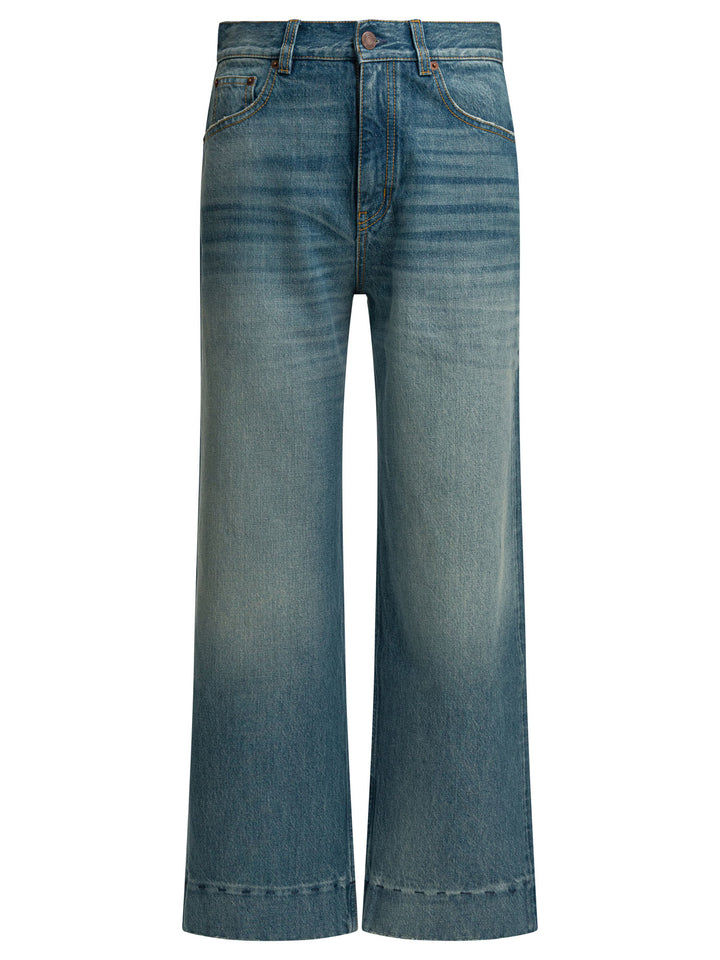 Chloé Short Wide Leg Jeans - Blu | aba17d521e2bea02f48a61ce281fa3443e11eb86
