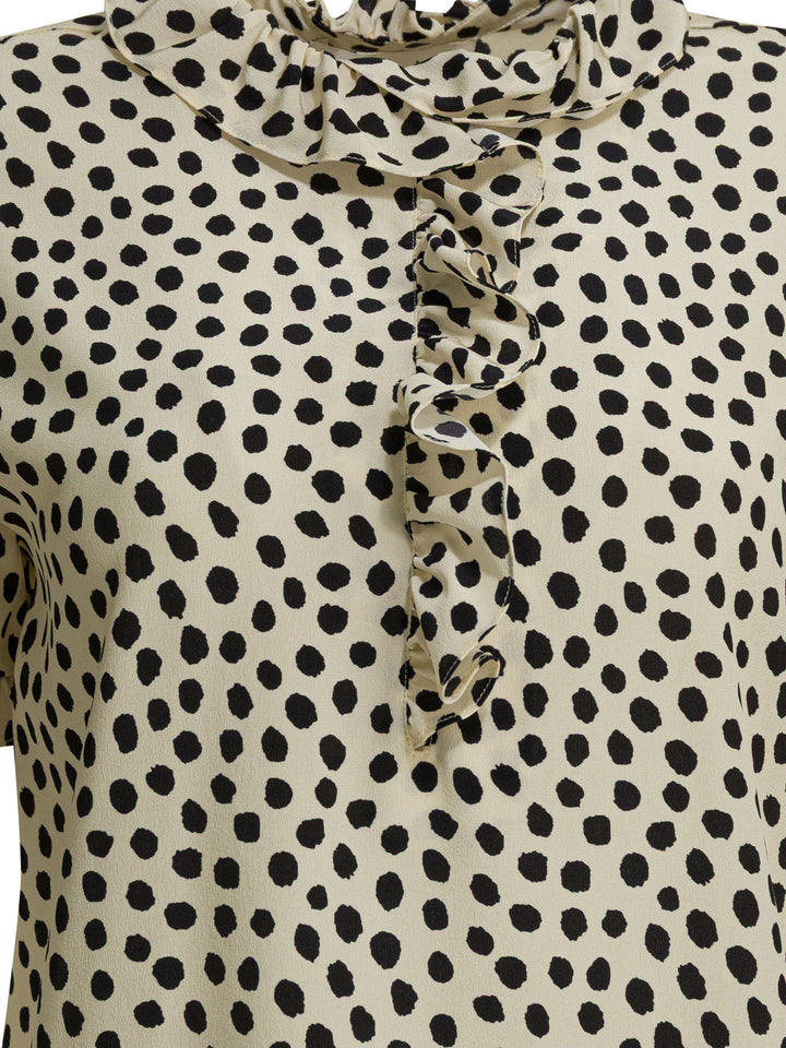 Chloé Crepe De Chine Ruffle Blouse Shirts - Beige | 062ba6cc8555e1bb663280c3e7a5ad5aaed1da52