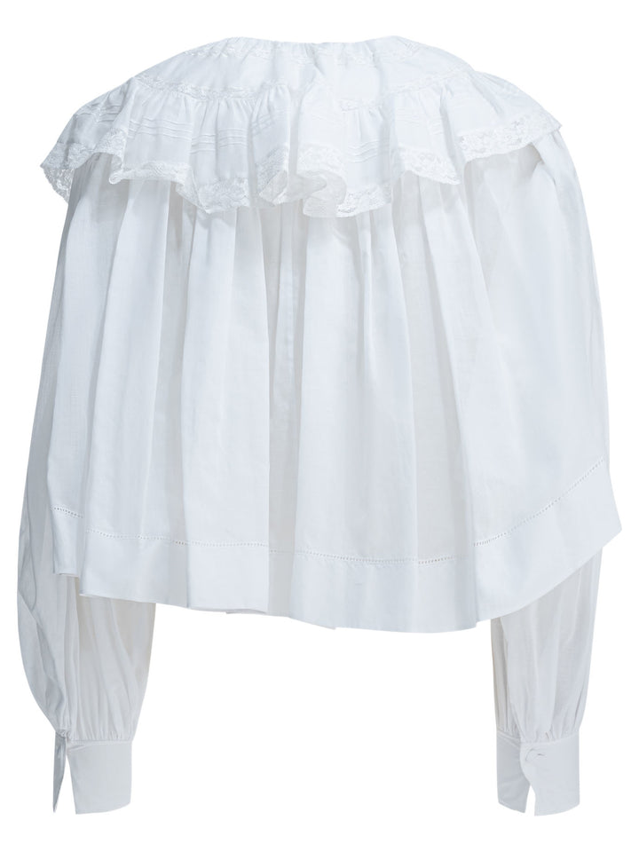 Chloé Casual Top With Ruffles Top - Bianco | 048af30a481fb05228427050e062a54a95f64eb4