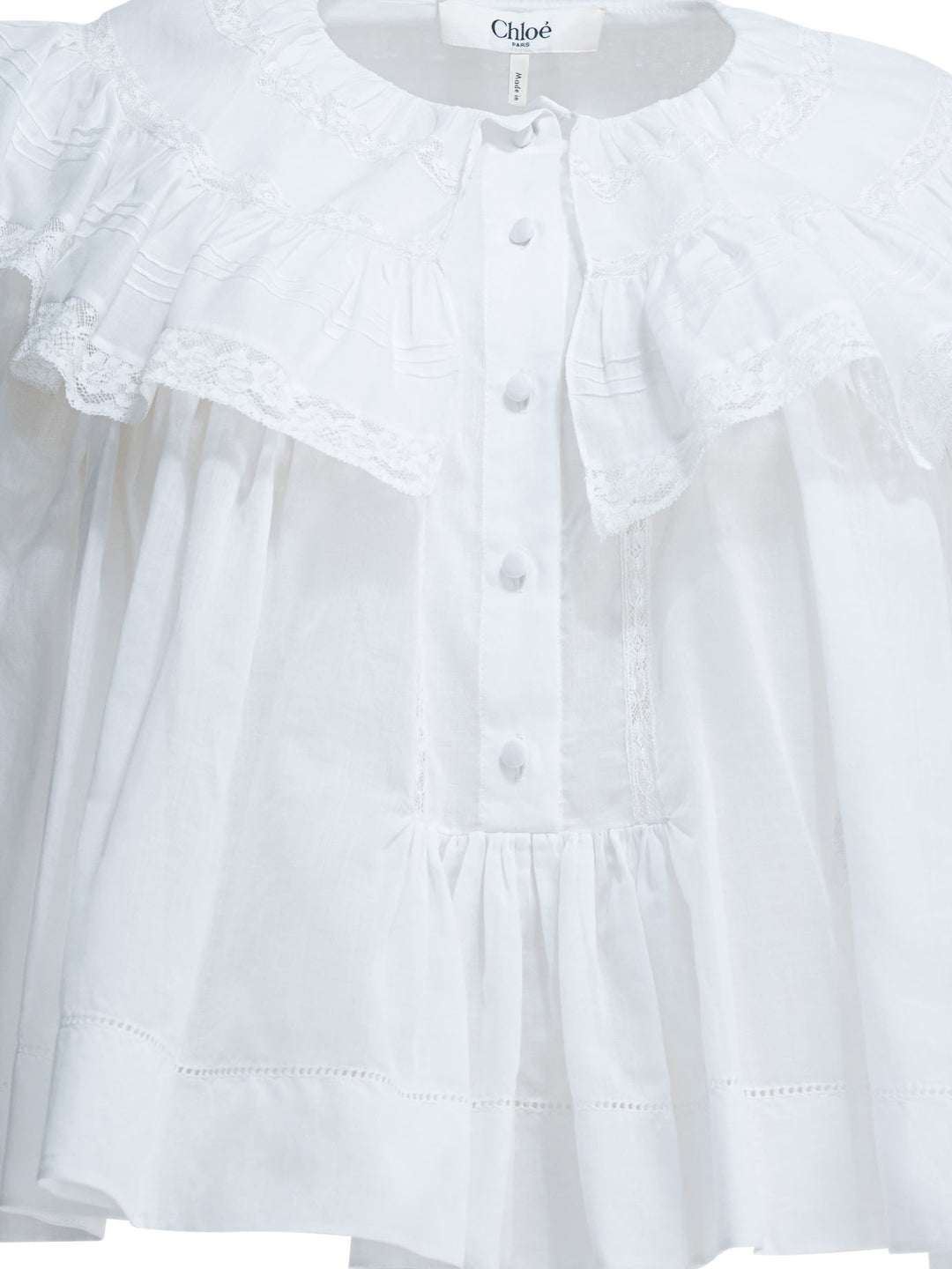 Chloé Casual Top With Ruffles Top - Bianco | 7a8ef6a04e6ccb84e933a3cb9d9cfe202ec8643b