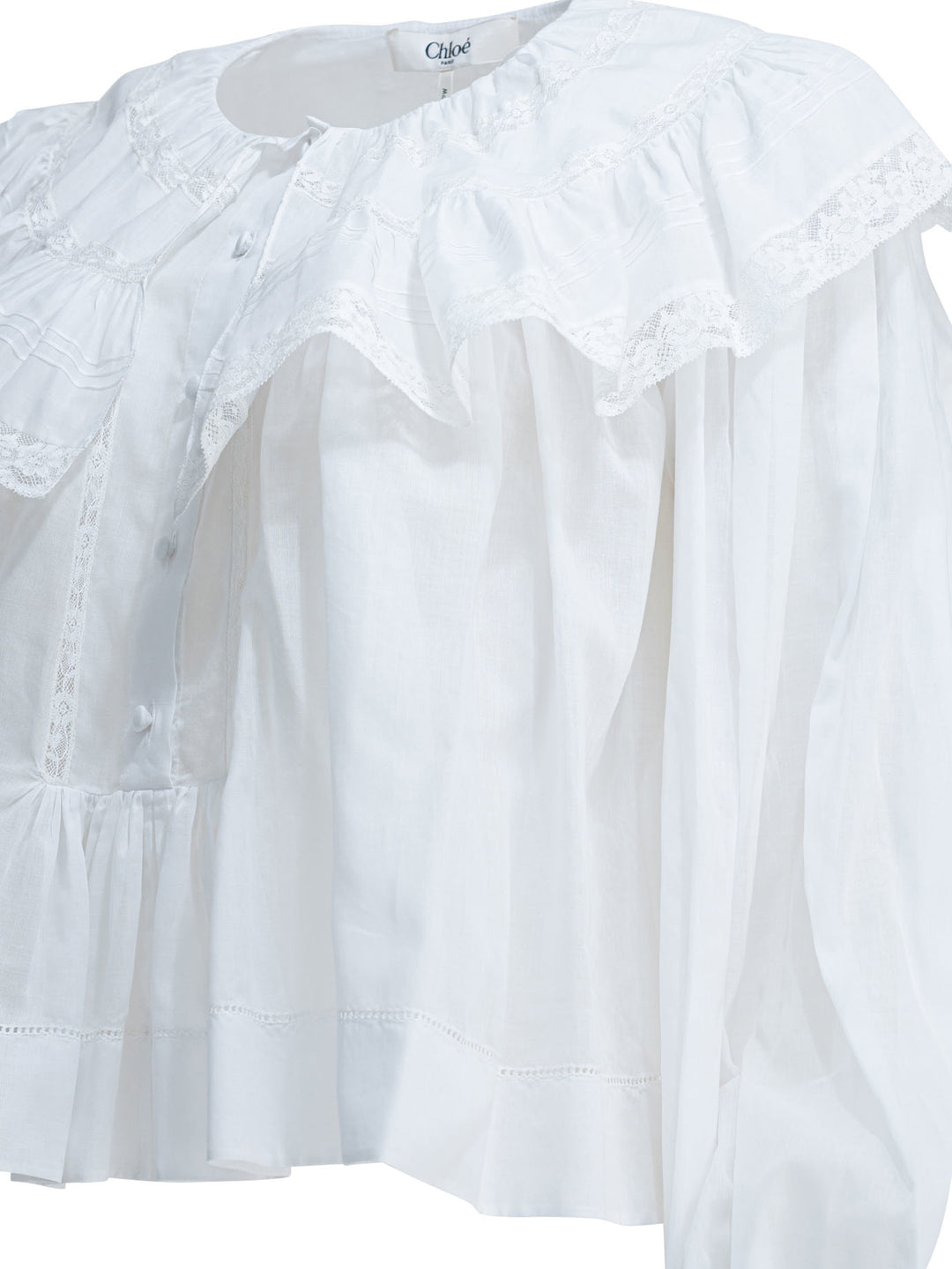 Chloé Casual Top With Ruffles Top - Bianco | 984d2b99e918b7643d0fb965f6263e4f4e615ef8
