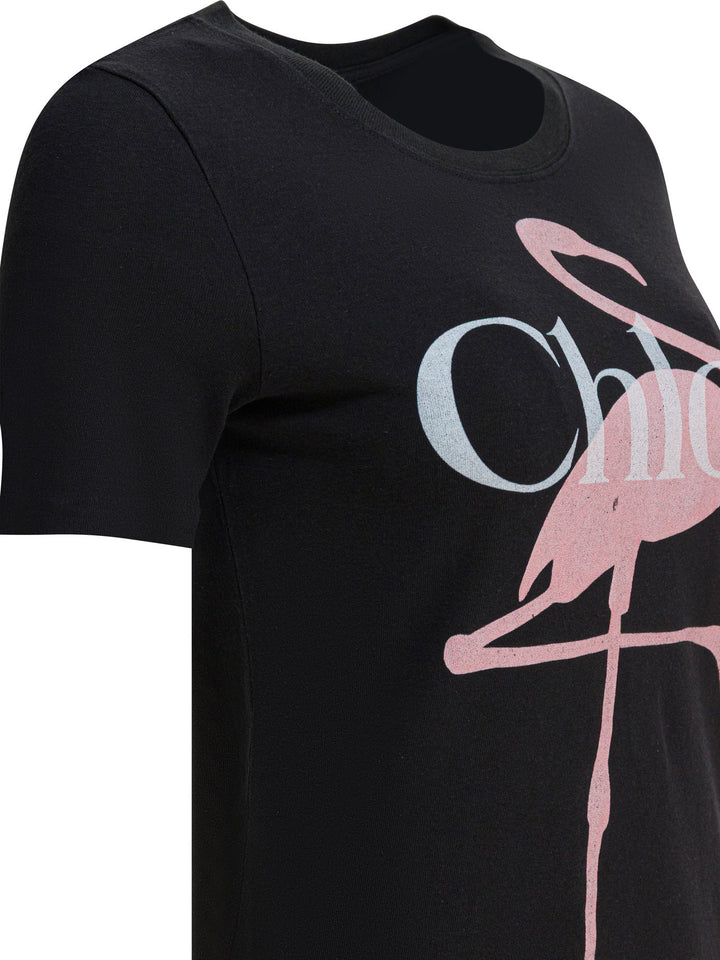 Chloé Cotton T-Shirt With Logo T-shirts - Nero | 225a7af7a0090c508d218265f9507cd87e53841b