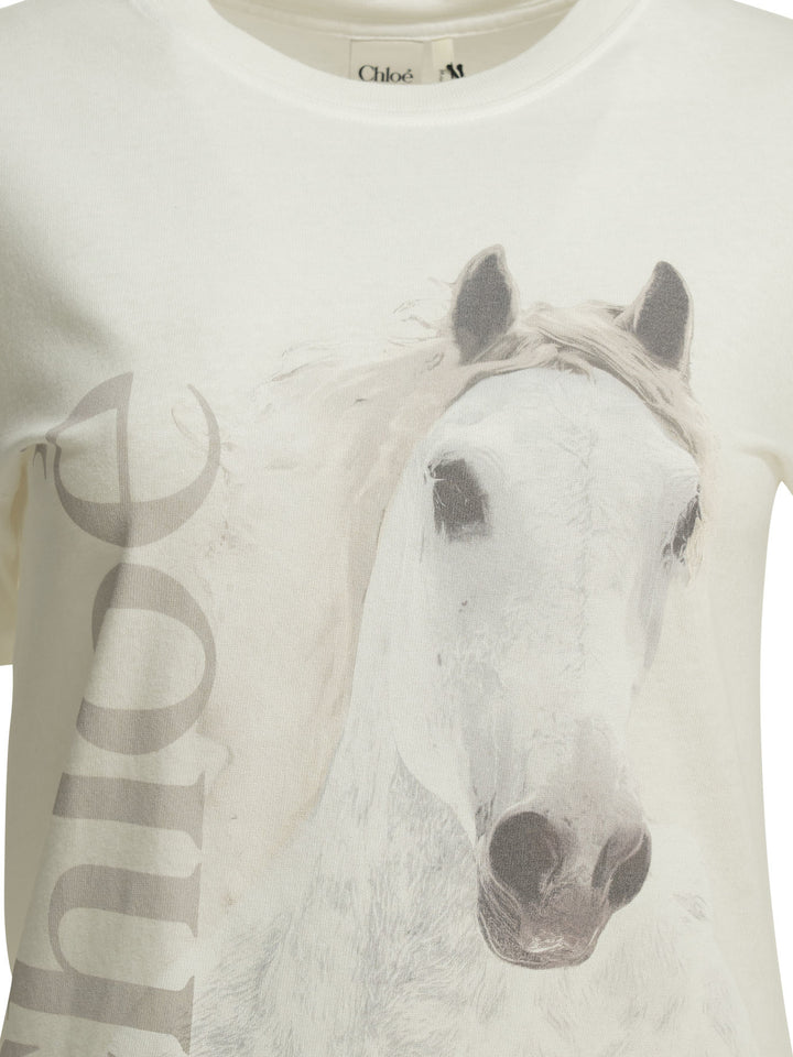 Chloé Crew-Neck T-Shirt With Logo T-shirts - Bianco | ee1e03400d046c4e53eed4c24be51577032a76c8