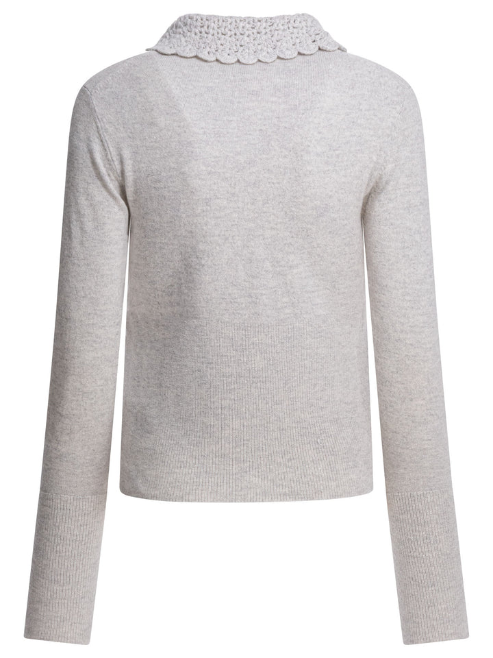 Chloé Wool Cardigan With Logo Knitwear - Grey | 0fe14920c6948220290cc21eba25d0f1cfd16049