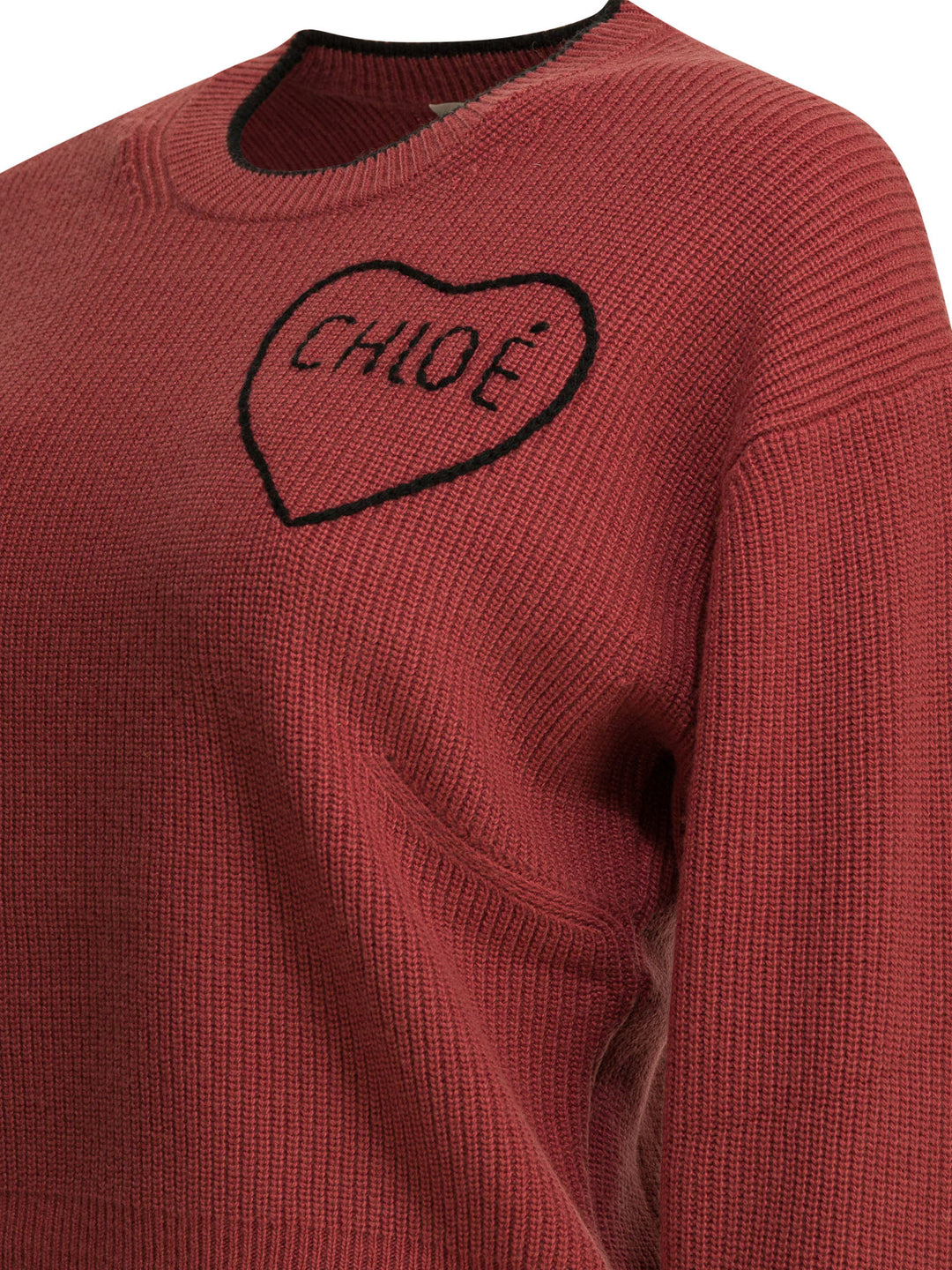 Chloé Crew-Neck Sweater With Logo Knitwear - Rosa | 19f23b800de2e927b25846031fc649b5b2b5c4b3