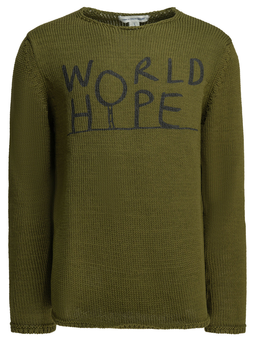 Comme Des GarçOns Shirt Crew-Neck Sweater With Logo Knitwear - Verde | 2e19de41f11bc549ade460e7d1ecc766b1f80fb2