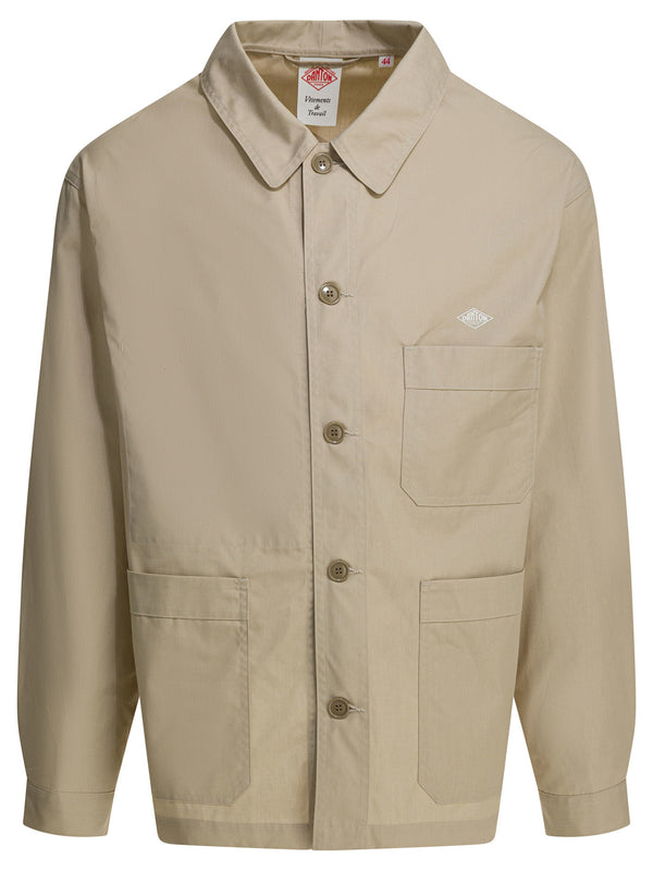 Overshirt Jacket With Logo Jackets And Coats Beige