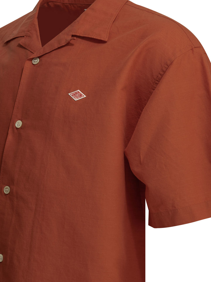 Danton Casual Cotton Linen Shirt Shirts - Arancione | 87963cbcad1ec4ee8da871e73f5794432e956bfd