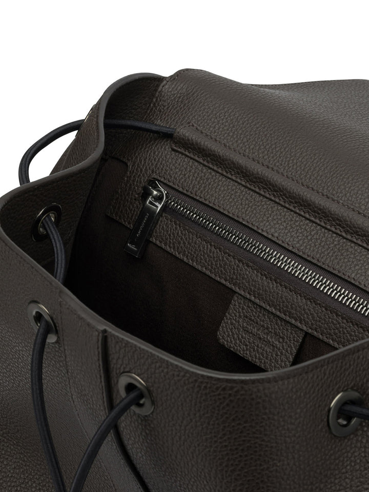 Ferragamo Double Pocket Leather Backpack Zaini e Valigie - Marrone | 61ae15f998c4e98f164f54165b78d5e0ea663058