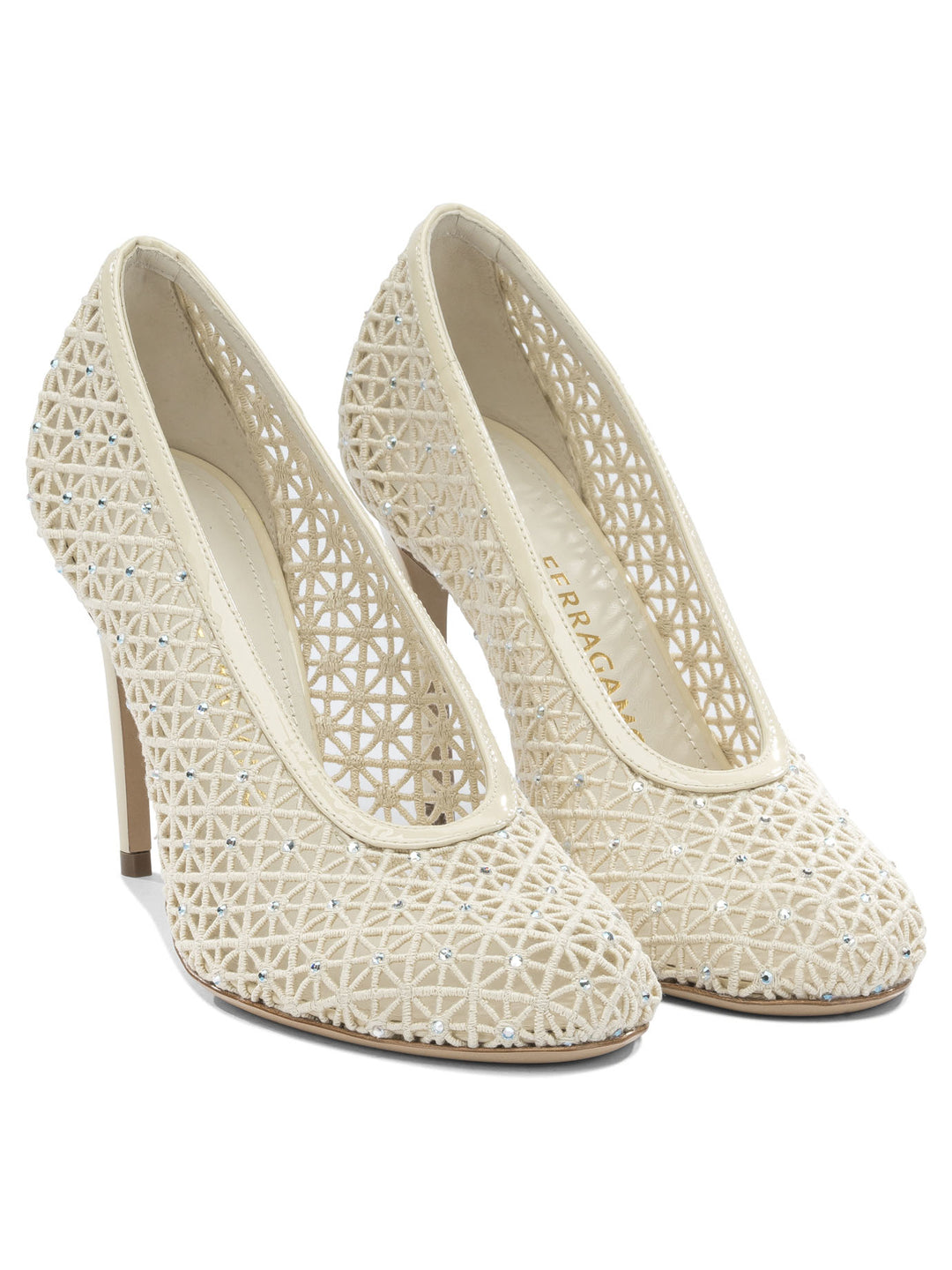 Ferragamo 90mm Macramé Pumps Heeled shoes - Bianco | 3e1653d85dc0d9d09d3dfe3328393139f9e7d586