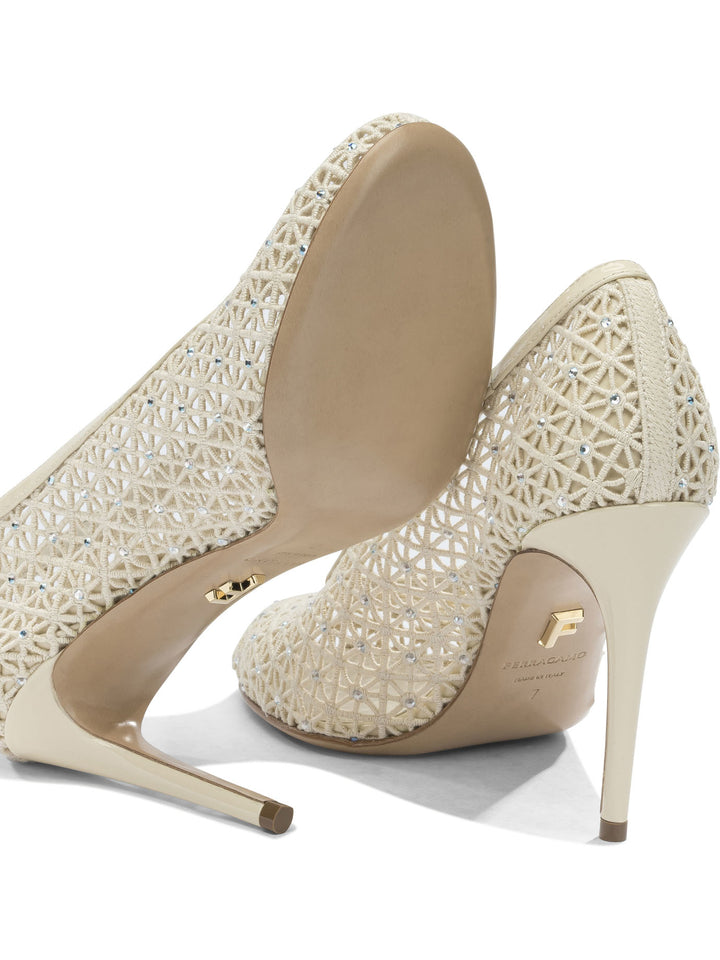 Ferragamo 90mm Macramé Pumps Heeled shoes - Bianco | e9a46b287bd469de87219c7eeb415e01f8755689