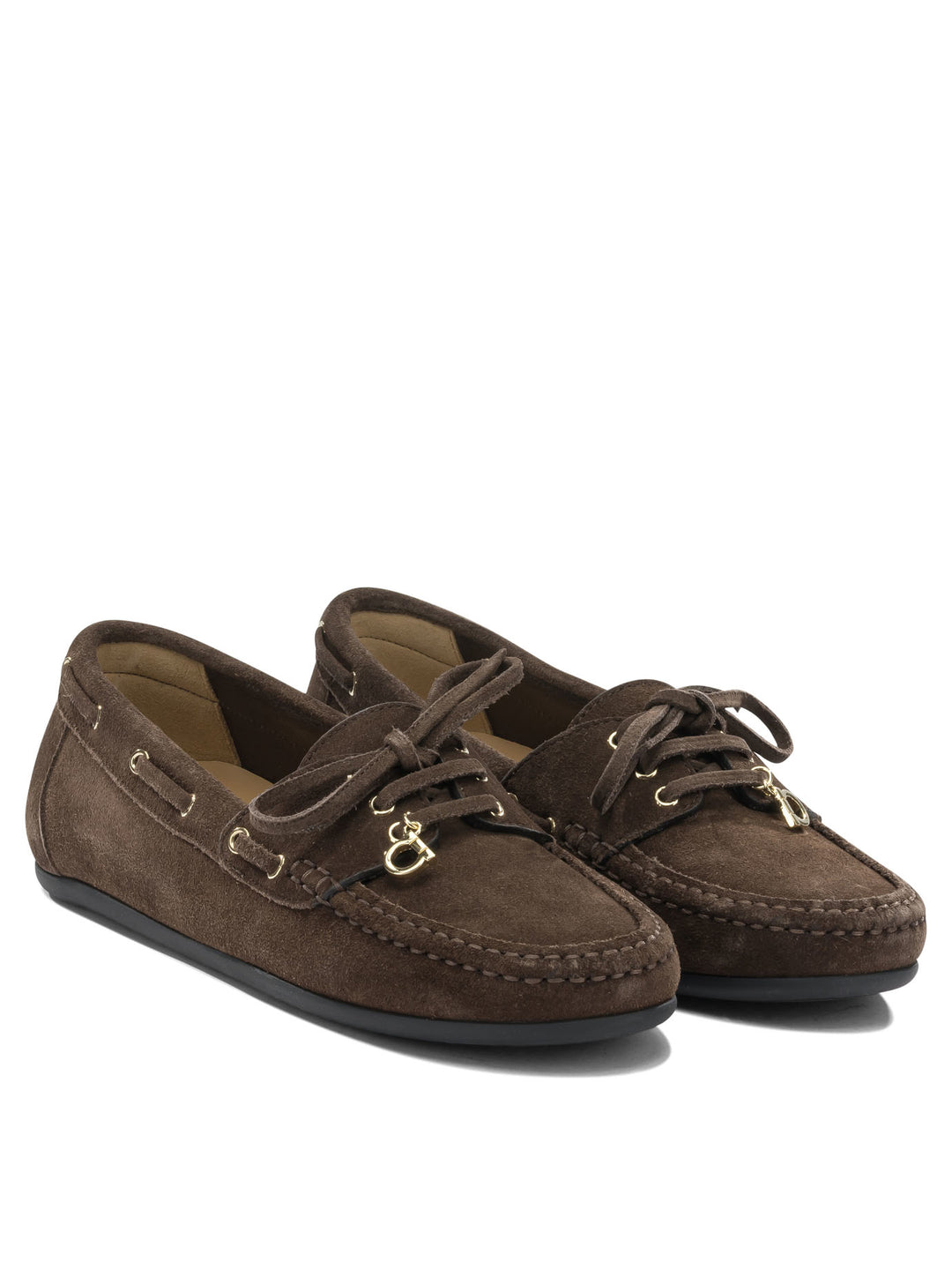 Ferragamo Suede Lace-Up Loafers Loafers & Slippers - Marrone | 8597ba0d4ca017348449a6ac05af65f499098e3d