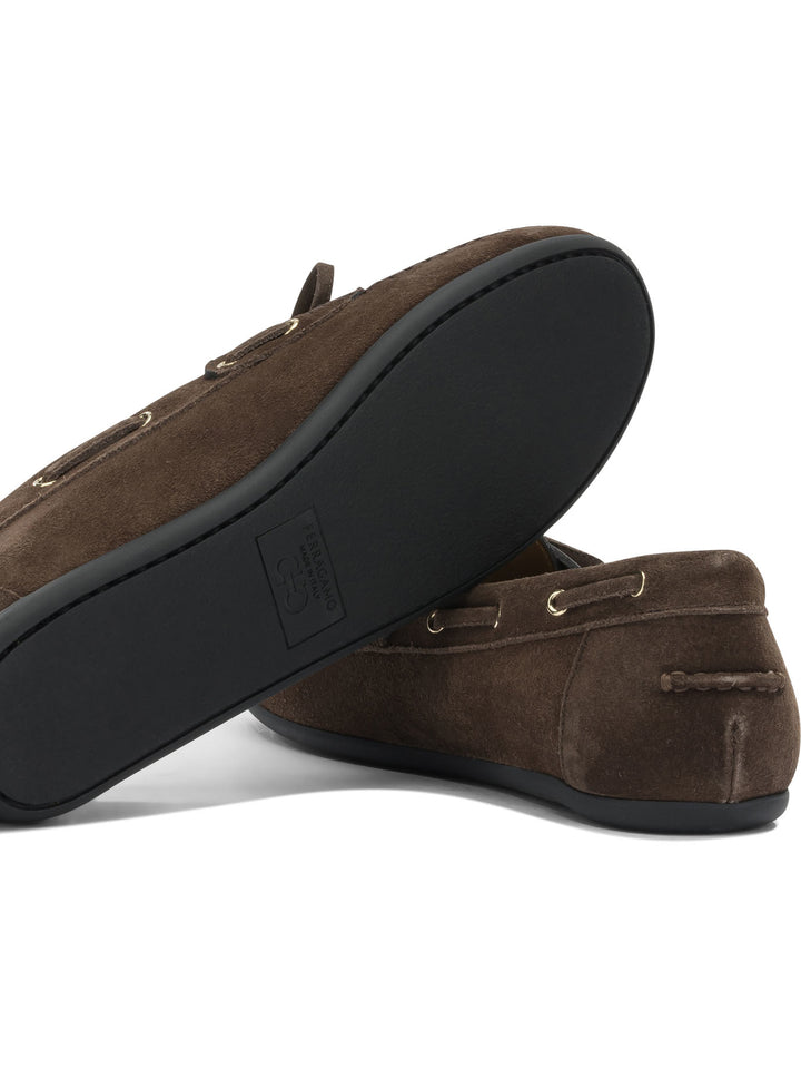 Ferragamo Suede Lace-Up Loafers Loafers & Slippers - Marrone | 54daab8a9806f4ed1b69c655e5d8aa9d16f59407