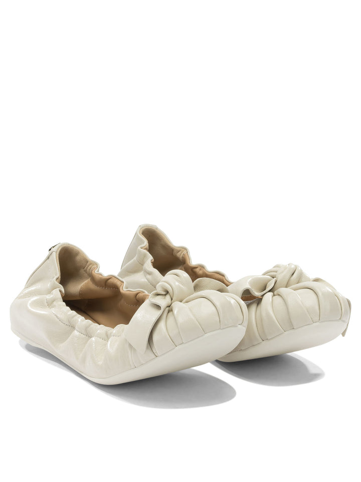 Ferragamo Leather Ballet Flats With Bow Ballerinas - Bianco | 277bae505ec7434984d9faa549db5e98f2e52b07