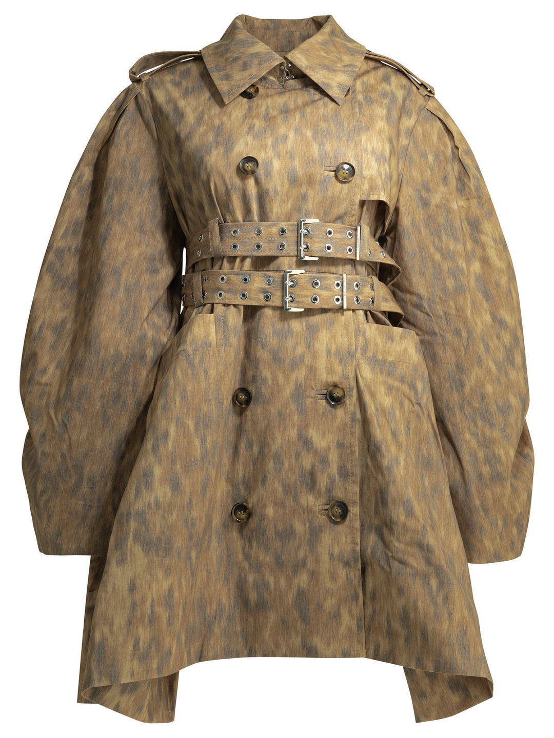 Ganni Animal Print Trench Coat Jackets and Coats - Beige | c9f8e36108031edfe97eda6afabbf4f3e77c4b02