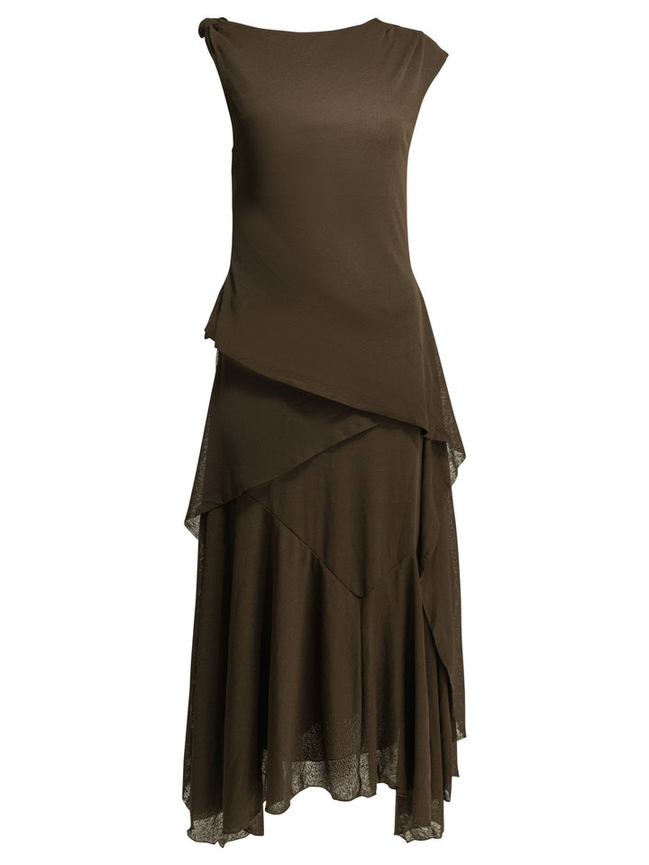 Ganni Draped Long Dress Abiti - Marrone | 0273b64777e61f1af003336745784b1eeeb1d37b