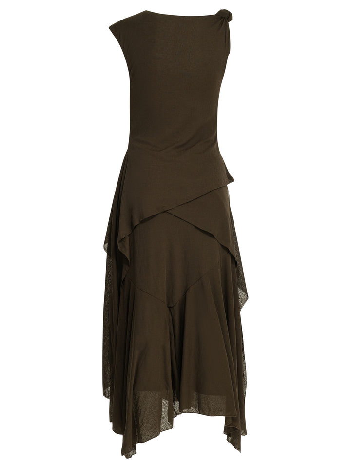 Ganni Draped Long Dress Abiti - Marrone | 91dc10172c484cb2cca955a120f8bdcd5896a2fe