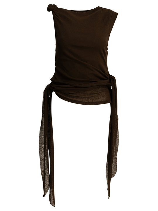 Draped Tank Top Top Marrone