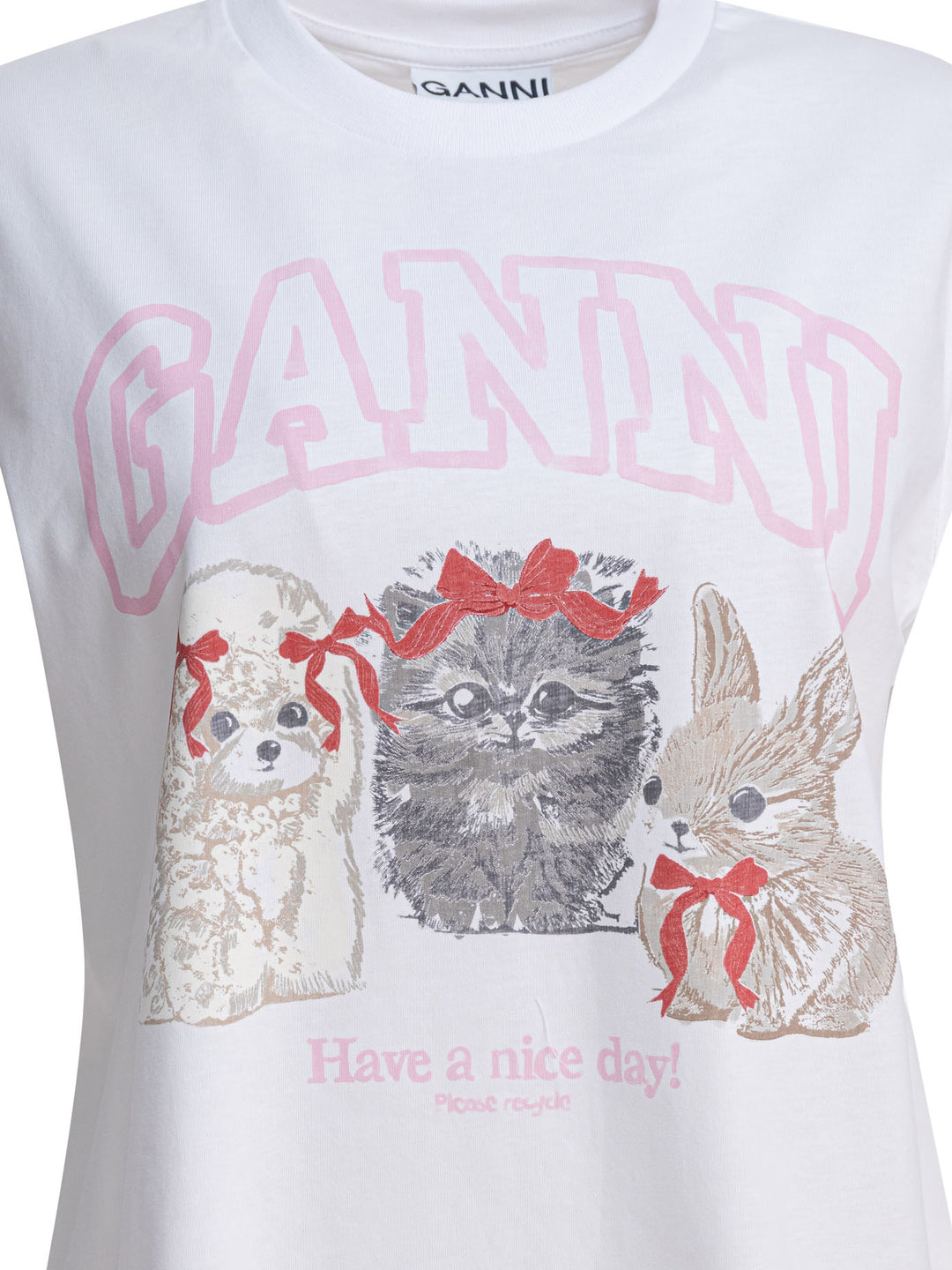 Ganni Cute Animals T-shirts - Bianco | 1710699b31fa1cae2d54442f0373a70d14828b0f