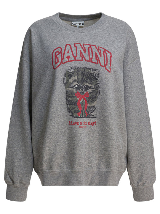Margot Kitty Print Sweatshirts Grey